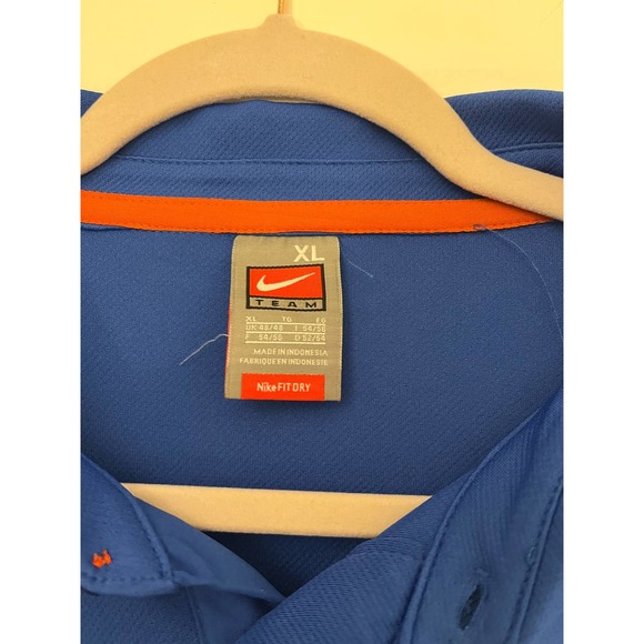Nike Team Fit Dry Blue Short Sleeve Button Up Gator Activewear Golf Polo Mens XL - Picture 3 of 5